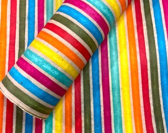 Lokta Paper Sheet - Rainbow Stripes | Batik | Decorative Paper | Collage | Junk Journal | Screen Print | Tree Free Paper | Handmade Paper