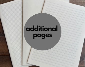 Additional Pages | Extra Pages | Handmade Journal | Coptic Bound Journal | Bookbinding Paper | Blank Paper | Lined Paper | Graph Paper