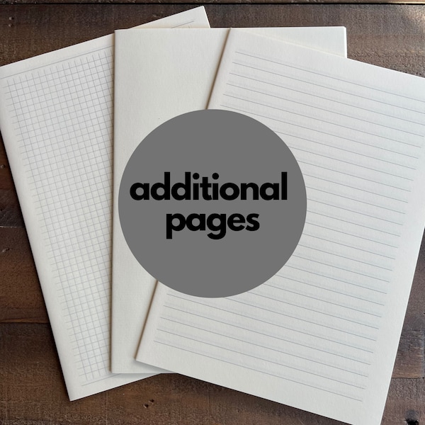 Additional Pages | Extra Pages | Handmade Journal | Coptic Bound Journal | Bookbinding Paper | Blank Paper | Lined Paper | Graph Paper