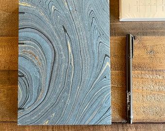Customizable Handmade Journals | Dark Blue | Lined Journal | Blank Journal | Graph Journal | Hand Marbled Covers | Marble Paper