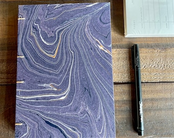 Customizable Handmade Journals | Purple | Lined Journal | Blank Journal | Graph Journal | Hand Marbled Covers | Marble Paper