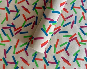 Neon Confetti Lokta Paper Sheet: Handmade Tree-Free Decorative Paper