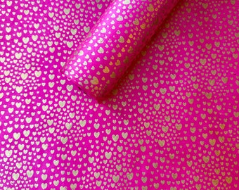 Lokta Paper Sheet - Gold Hearts | Decorative Paper | Collage | Junk Journal | Screen Print | Tree Free Paper | Handmade Paper