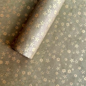 Lokta Paper Sheet - Petite Flowers | Gold | Decorative Paper | Collage | Junk Journal | Tree Free Paper | Handmade Paper