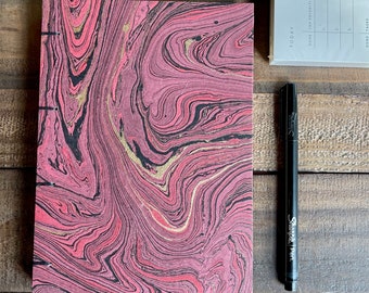 Customizable Handmade Journals | Burgundy | Lined Journal | Blank Journal | Graph Journal | Hand Marbled Covers | Marble Paper