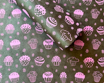 Lokta Paper Sheet - Cupcakes | Chocolate | Decorative Paper | Collage | Junk Journal | Screen Print | Tree Free Paper | Handmade Paper