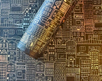 Lokta Paper Sheet - Cityscape | Metropolitan | Decorative Paper | Collage | Junk Journal | Screen Print | Tree Free Paper | Handmade Paper