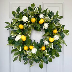 Spring Summer Lemon Wreath, Lemon Cottage Wreath