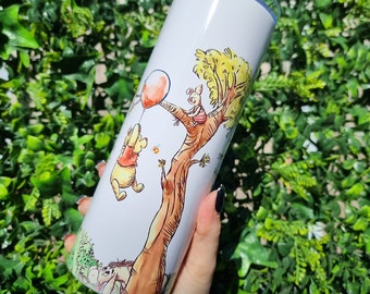 Winnie the Pooh Metal 20oz Tumbler | Hot and Cold Drinks | Travel Cup Bottle | Birthday present Valentines | Tigger eeyore piglet Disney