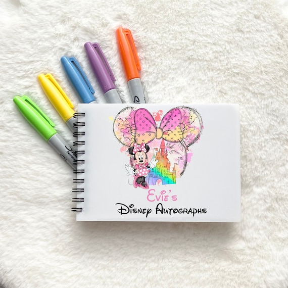 Disney Autograph book A6 | Watercolour Minnie mouse Princess Castle | Siganture photo scrapbook | Disneyland Disneyworld Orlando Paris