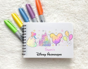 Disney Autograph book A6 | Watercolour Mickey minnie mouse Princess Castle | Signature photo scrapbook | Disneyland Disneyworld Orlando