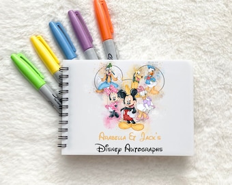 Disney Autograph book A6 | Watercolour Mickey minnie mouse Princess Castle | Signature photo scrapbook | Disneyland Disneyworld Orlando