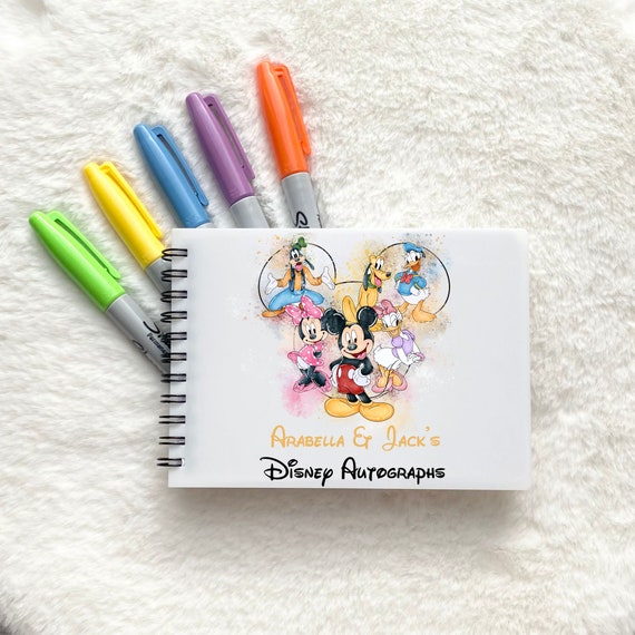 Disney Autograph book A6 | Watercolour Mickey minnie mouse Princess Castle | Signature photo scrapbook | Disneyland Disneyworld Orlando