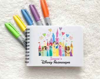 Disney Autograph book A6 | Watercolour Mickey minnie mouse Princess Castle | Signature photo scrapbook | Disneyland Disneyworld Orlando