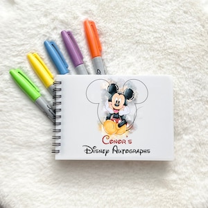 Disney Autograph book A6 | Watercolour Mickey mouse Princess Castle | Siganture photo scrapbook | Disneyland Disneyworld Orlando Paris