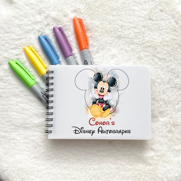 Disney Autograph book A6 | Watercolour Mickey mouse Princess Castle | Siganture photo scrapbook | Disneyland Disneyworld Orlando Paris