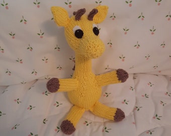 Organic cotton baby giraffe, knitted in soft 100% organic cotton, handmade in USA