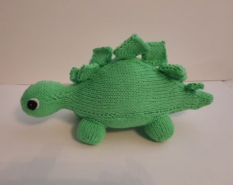 Organic cotton stegosaurus toy, handknitted from 100% soft organic cotton, made in USA