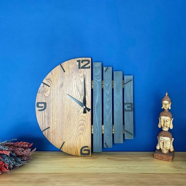 Modern Wood Clock Etsy