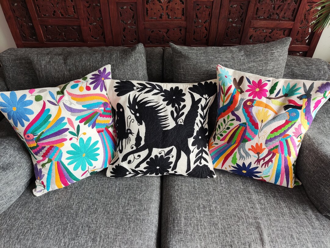 Beautiful Pillowcases / Hand Embroidery / Mexican Art / Otomi Etsy