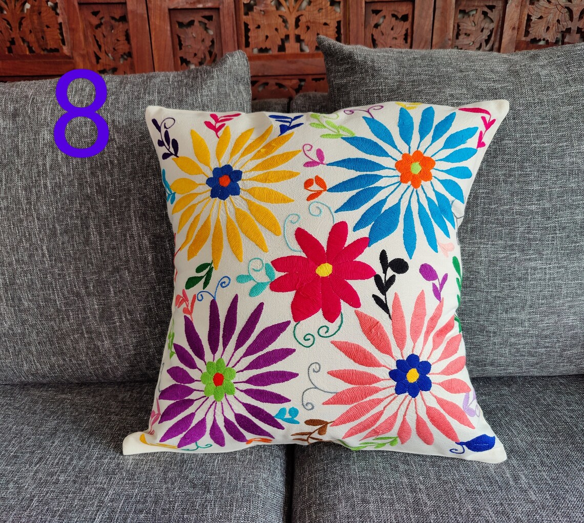 Beautiful Pillow Covers / Hand Embroidery / Otomi Embroidery / Etsy