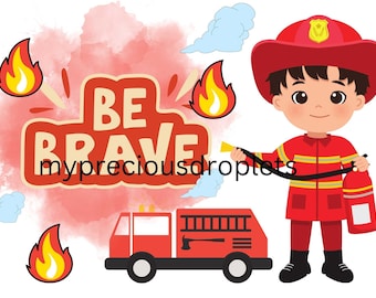 Fireman  PNG Clipart Instant Digital Download For Zipper Bags And Pencil Case 24 cm X 17 cm