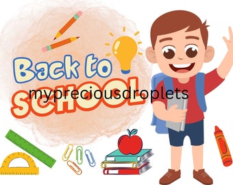 Back To School Boy  PNG Clipart Instant Digital Download For Zipper Bags And Pencil Case 24 cm X 17 cm
