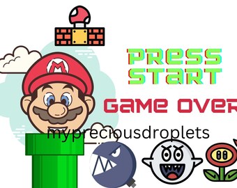 Mr Mario Game Over  PNG Clipart Instant Digital Download For Zipper Bags And Pencil Case 24 cm X 17 cm