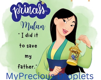 Prinzessin Mulan PNG Clipart Instant Digital Download für Tragetaschen und T-Shirts und 13 Zoll x 15 Zoll