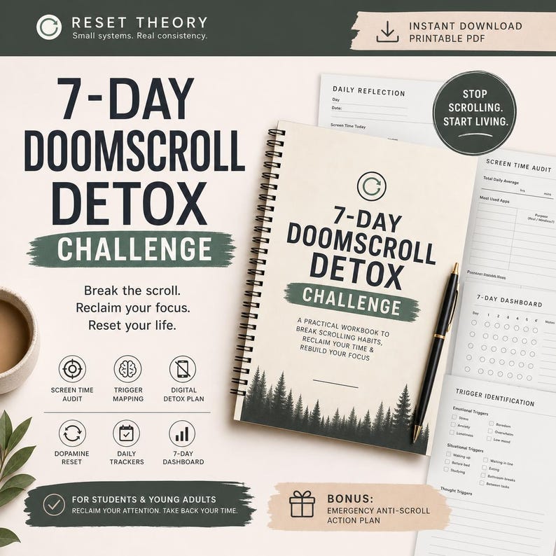 7-day Doomscroll Detox Challenge Printable PDF | Screen Time Management ...
