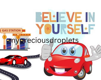 Cute Car PNG Clipart Instant Digital Download For Zipper Bags And Pencil Case 24 cm X 17 cm