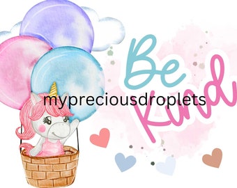 Unicorn Be Kind  PNG Clipart Instant Digital Download For Zipper Bags And Pencil Case 24 cm X 17 cm