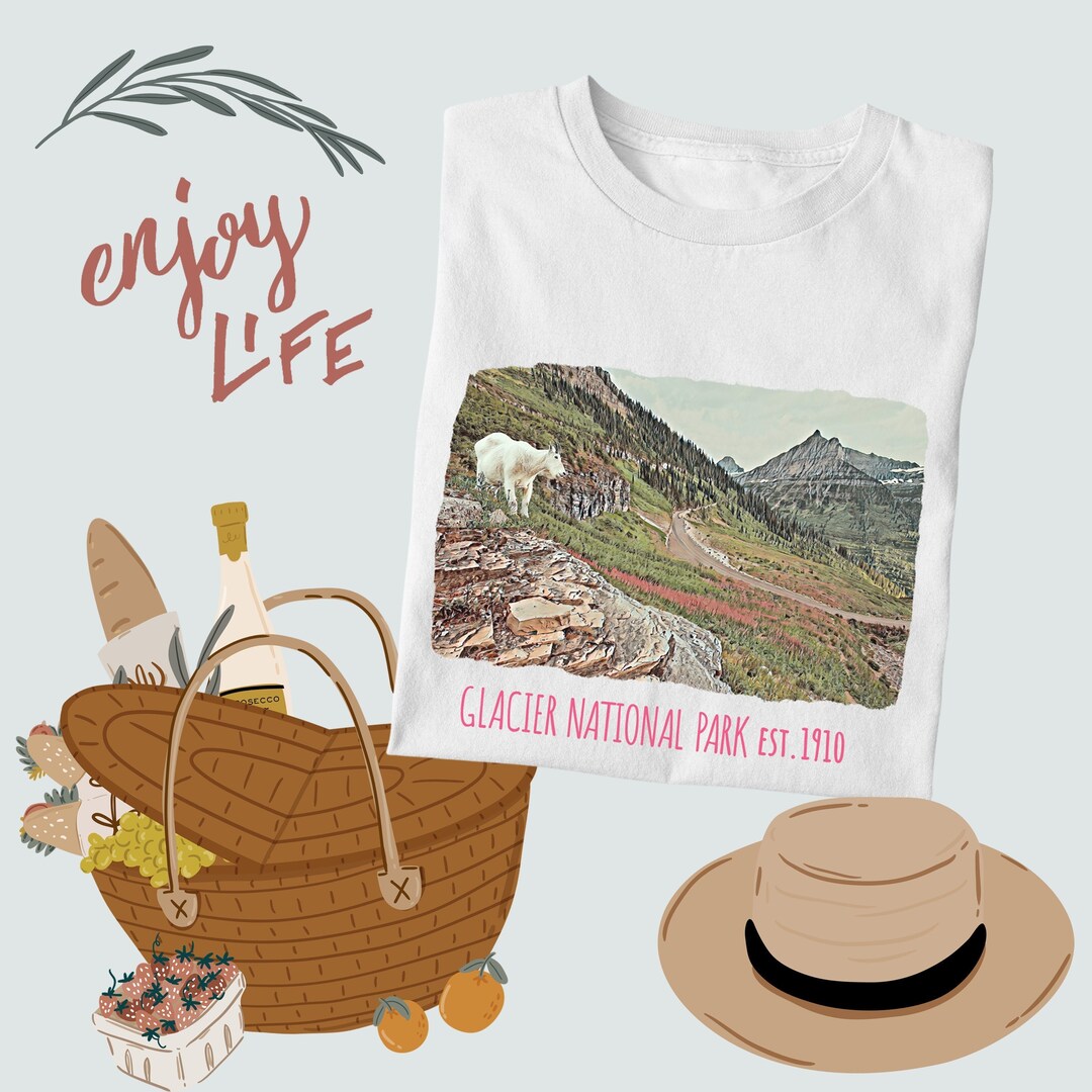 GNP Mountain Goat Tshirt, Glacier National Park Art, Glacier National Park Photography, Glacier