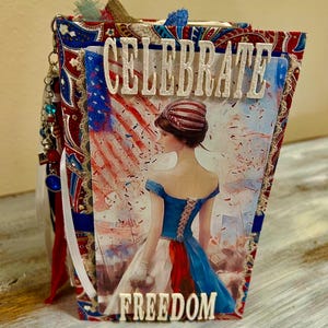 Patriotic Junk Journal, Diário, Celebrar a Liberdade, diário, memórias, citações famosas, Estados Unidos da América