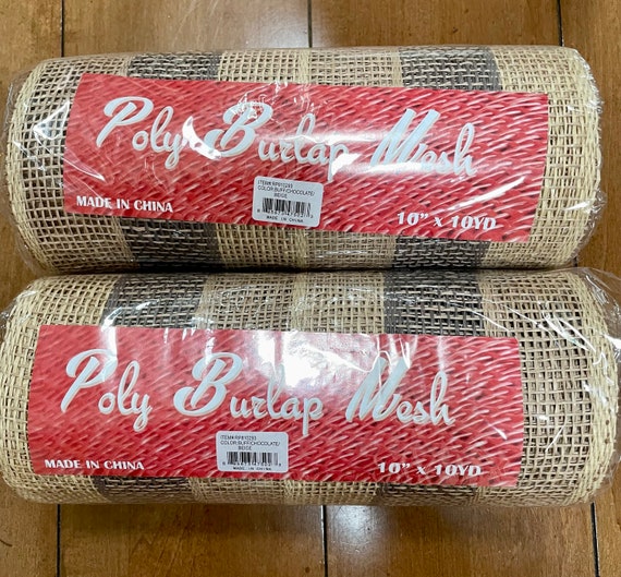 Poly Burlap Mesh 10 Inches X 10 Yards Buff/chocolate/beige 