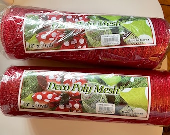 2 rôles de Deco Poly Mesh 10 pouces x 10 mètres Rouge