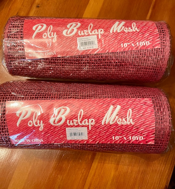 Poly Burlap Mesh Cranberry 10 Inches X 10 Yards 