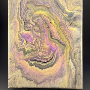 Mystic Haze - purple yellow and grey abstract acrylic fluid painting on canvas