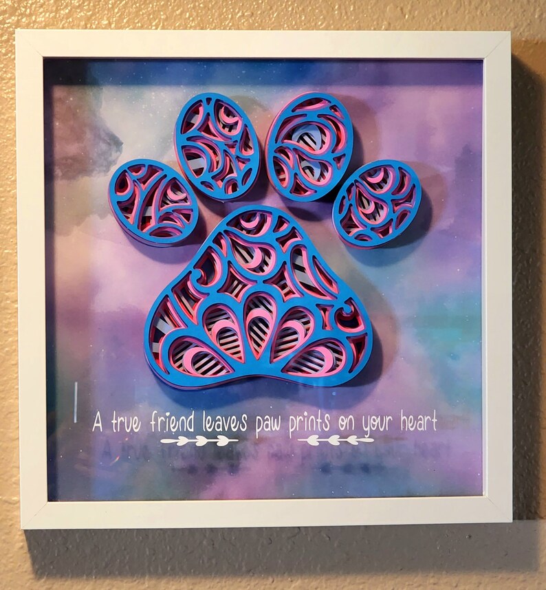 3D Paw Print Shadow Box Papercraft | Etsy