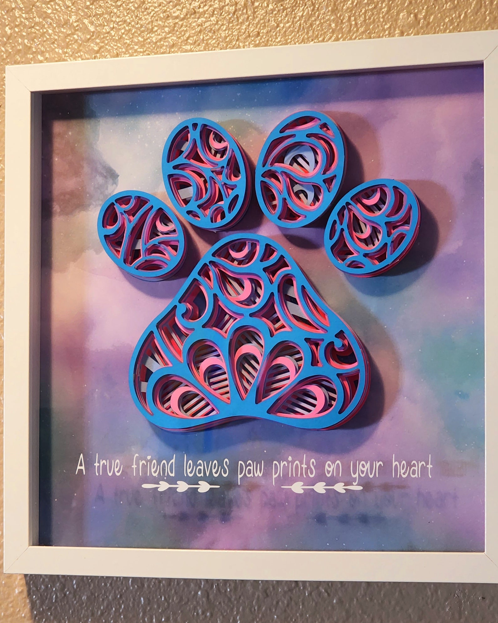 3D Paw Print Shadow Box Papercraft | Etsy
