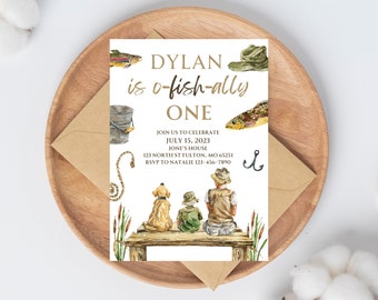 Fishing Birthday Invitation INSTANT DOWNLOAD, Invites, Boys birthday, Canva Template, fishing, fish, o-fish-ally, gone fishing