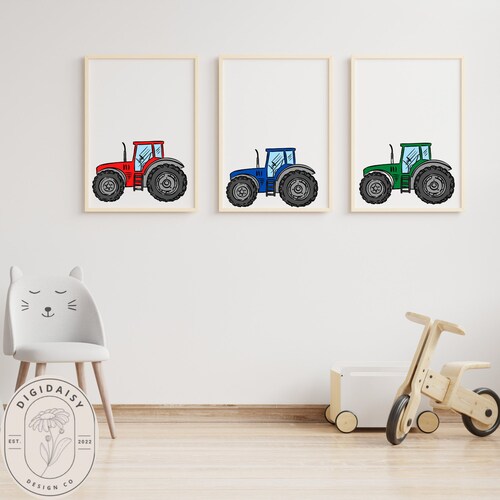 Printable Green Tractor Wall Art Boys Nursery Prints Digital Etsy Canada