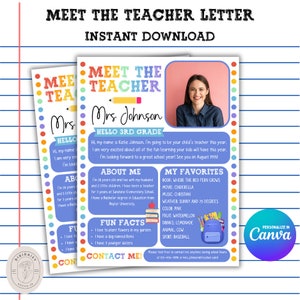 EDITABLE Meet The Teacher, Back to School Printable Flyer, INSTANT DOWNLOAD, Event Newsletter, Parent Communication Form, Rainbow