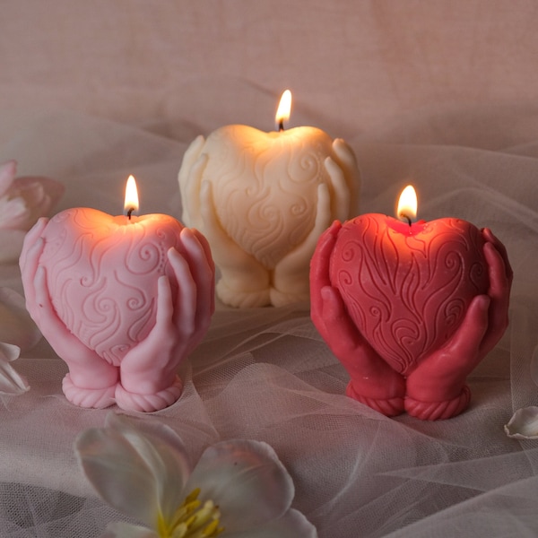 Holding Heart Candle | Soy Wax Heart Candle | Handmade Soy Wax Candle | Home Decor Candle | Valentines Day Candle | Gift Idea for Her