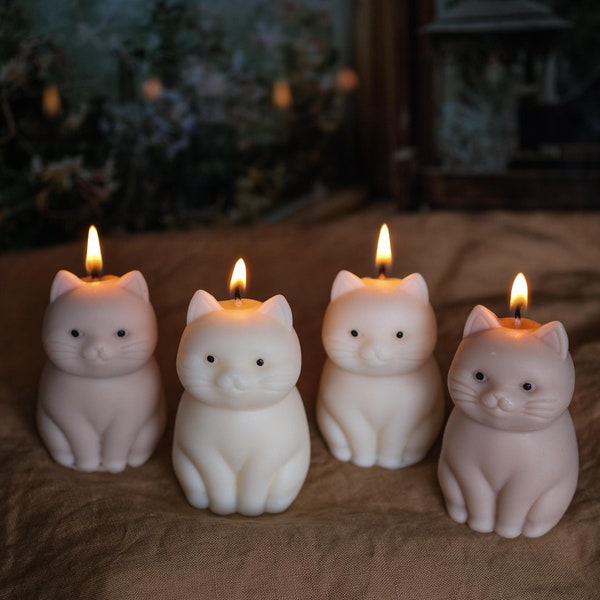 Cat Candle Gift for Mum | Handmade Soy Wax Decorative Candle | Kitten Lover Gift | Easter Decoration | Valentine's Day Candle Gift