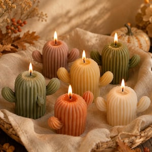 Vela de cactus de cera de soja hecha a mano / Vela decorativa escultural / Decoración del hogar con cactus / Regalo para el Día de la Madre / Decoración de Pascua / Vela