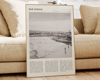 San Diego Black and White Print - Etsy