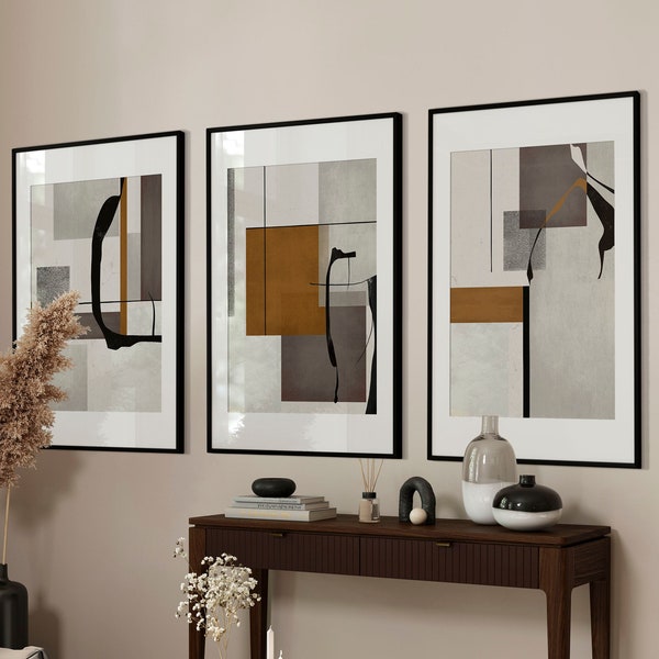 Orange and Gray Wall Art Etsy