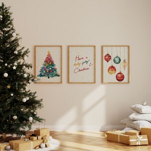 Set of 3 Christmas Prints Colorful Christmas Decorations - Etsy