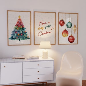 Set of 3 Christmas Prints Colorful Christmas Decorations - Etsy